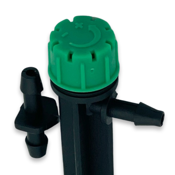 4/6 einstellbarer Tropfer 0-40 l/h mit integriertem Erdspieß und 4mm Steckanschluss