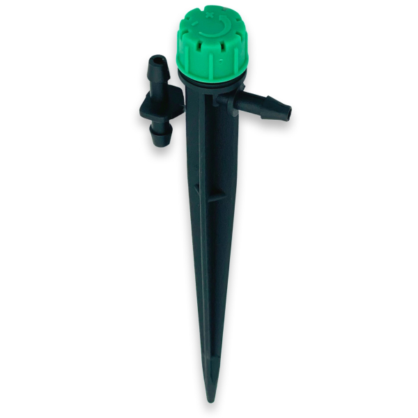 4/6 einstellbarer Tropfer 0-40 l/h mit integriertem Erdspieß und 4mm Steckanschluss