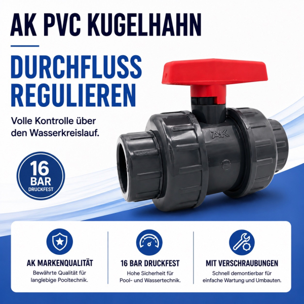 PoolConnect PVC 50mm Verrohrung Komplettset inkl. Bypass für Poolbau, Pooltechnik